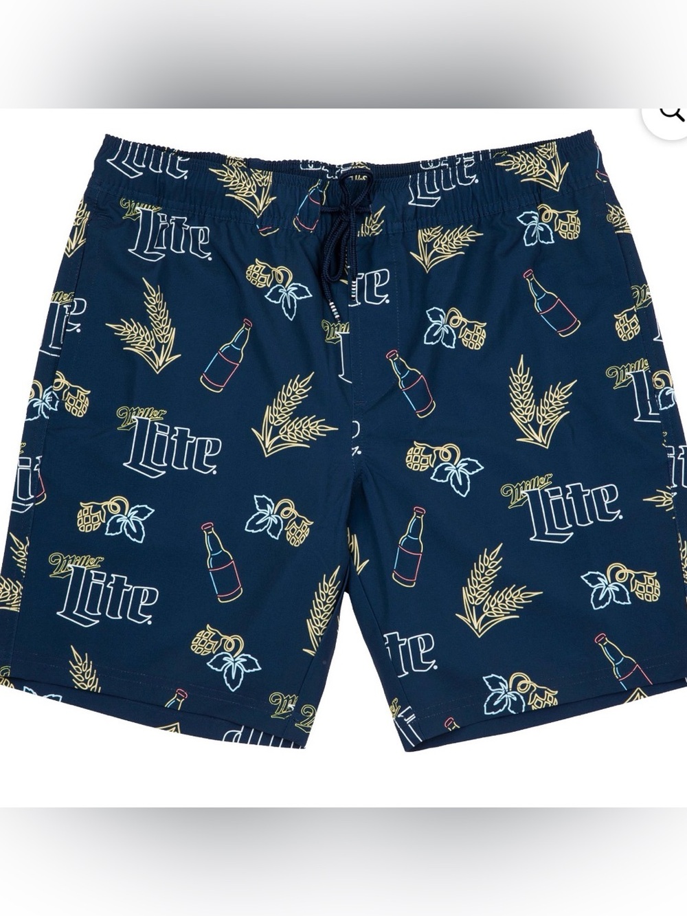 Men's Navy Miller Lite Logo Swim Trunks